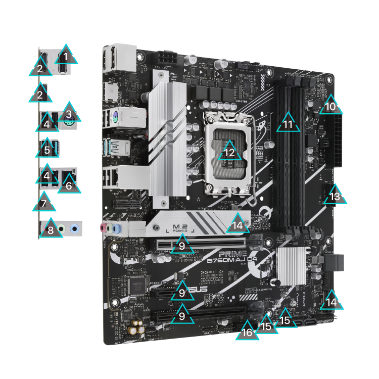All specs of the PRIME B760M-AJ D4 motherboard