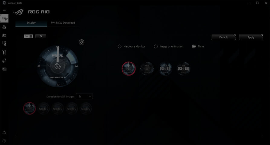 The UI screenshot of Armoury Crate
