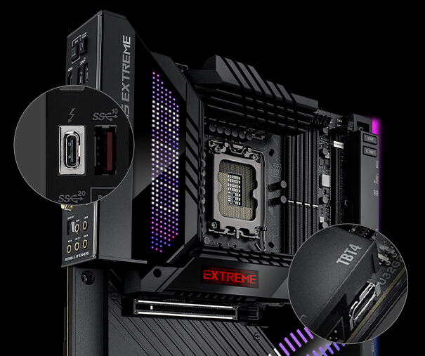 The ROG Maximus Z790 Extreme motherboard features two USB4 Type-C ports.