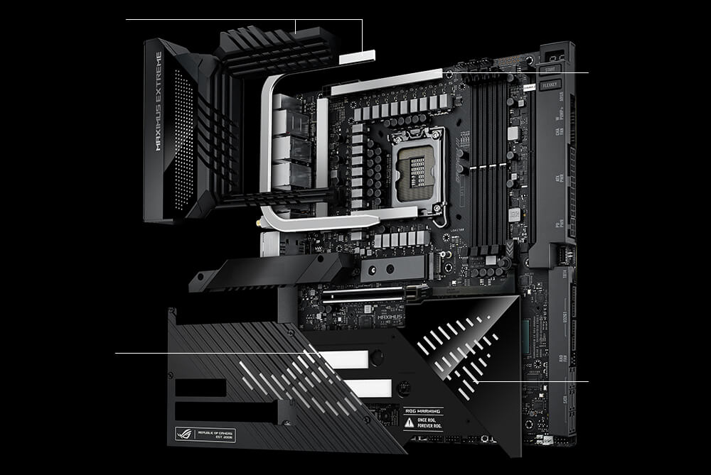 ROG Maximus Z790 Extreme 配備升級的散熱解決方案。