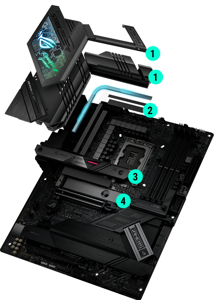 ROG Strix Z690-F Gaming WiFi features an optimized cooling solution