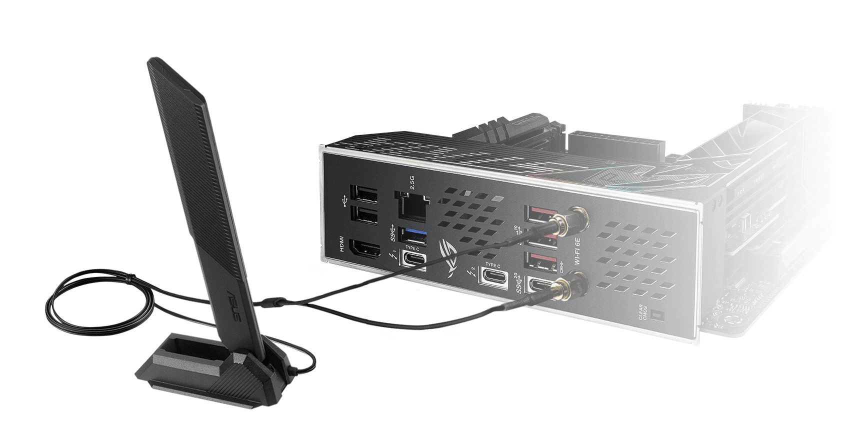 ROG Strix Z790-I оснащена контролером 2.5G Ethernet і модулем Wi-Fi 6E з антеною в комплекті