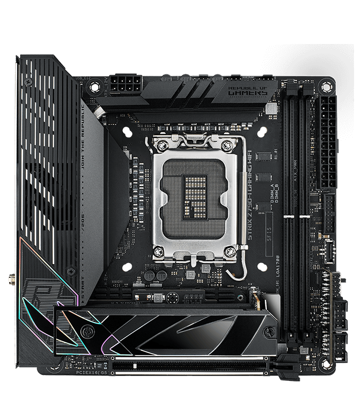 Ubicación de los cabezales de los ventiladores de la ROG Strix Z790-I