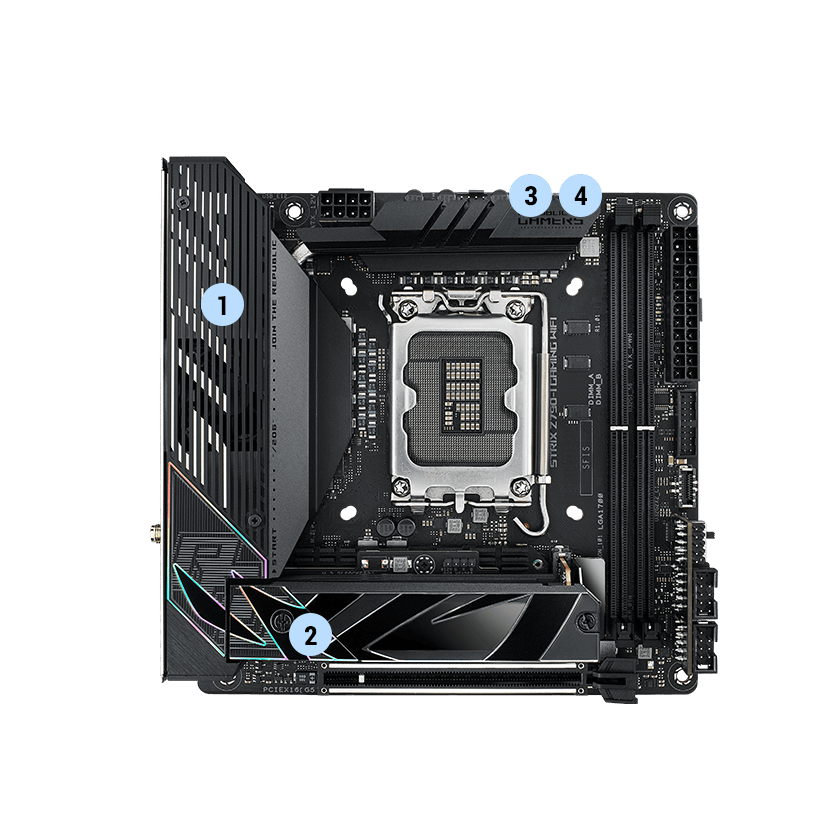 Especificaciones de la refrigeración de la ROG Strix Z790-I