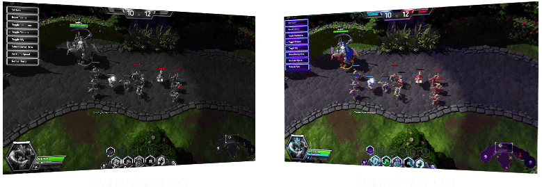 A comparison of MOBA on ROG Strix XG249C, with and without GameVisual