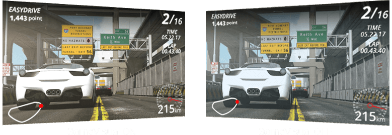 A comparison of racing on ROG Strix XG249C, with and without GameVisual