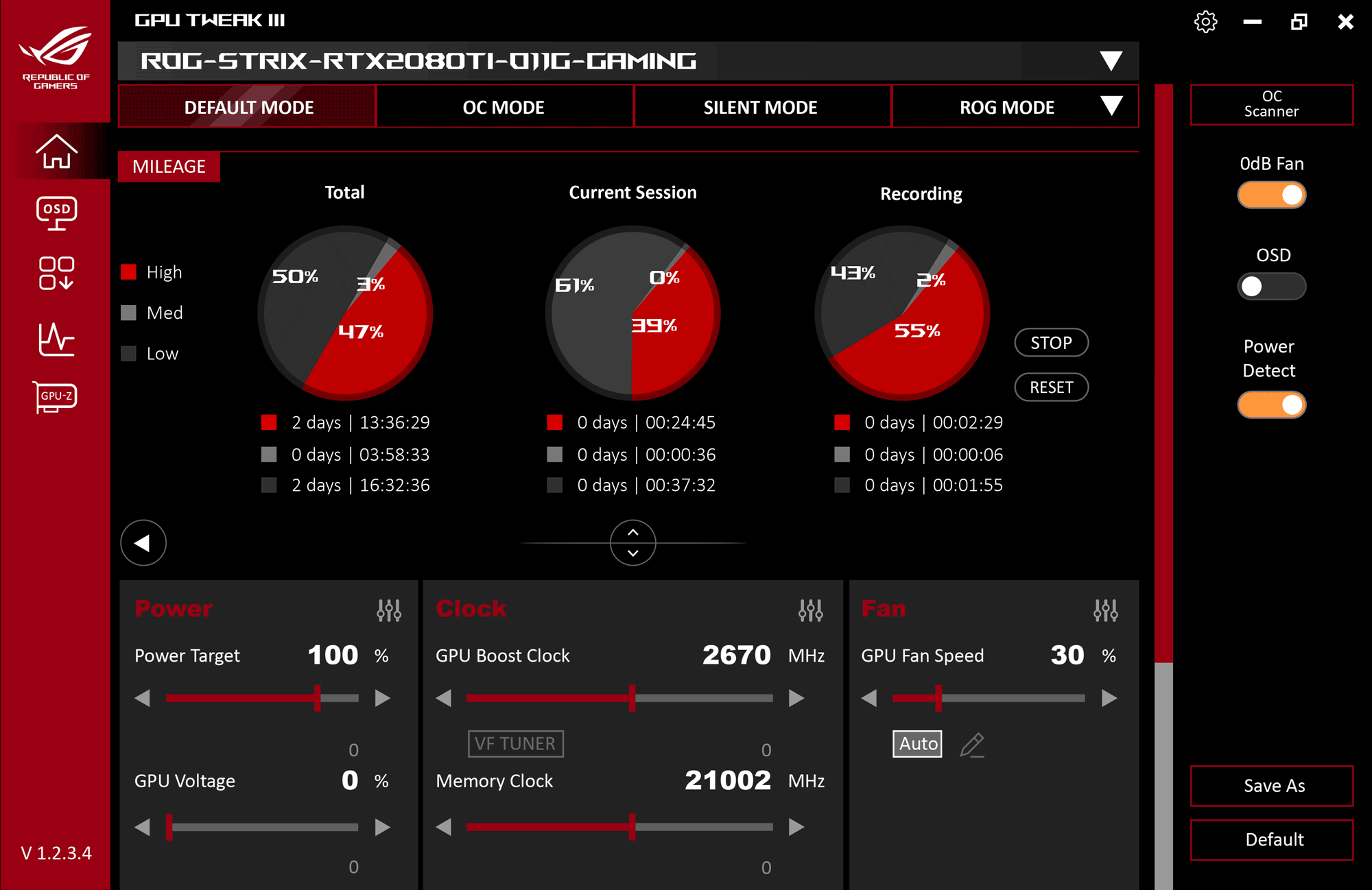 graphics card software mileage user interface