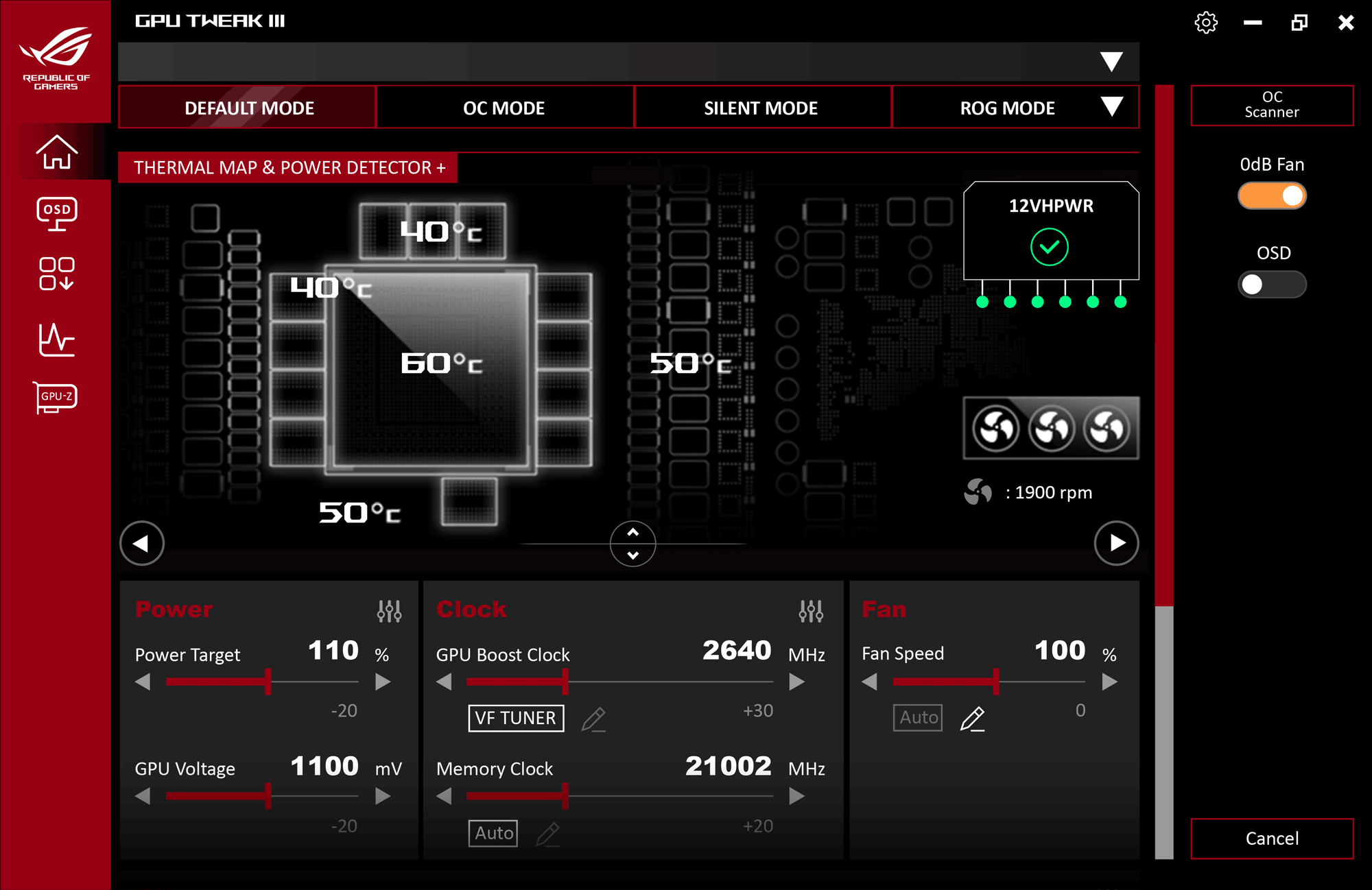 graphics card software thermal map user interface