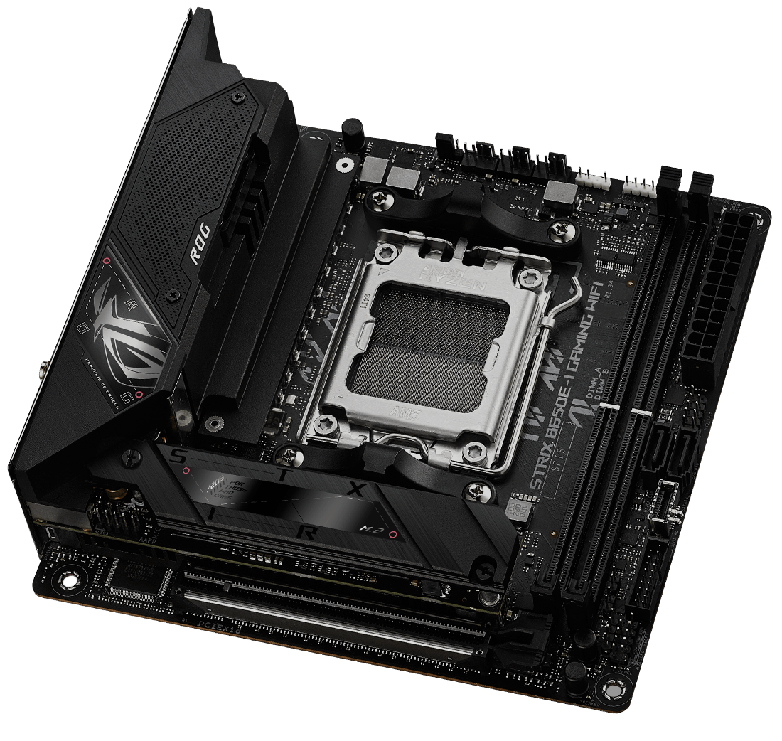 The ROG Strix B650E-I PCIe 5.0 M.2 and expansion slot layout