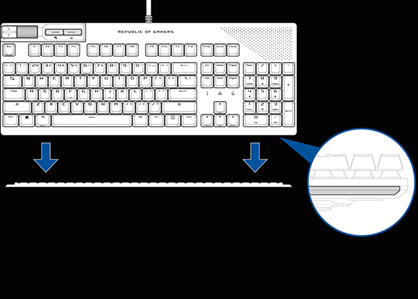 Lepaskan diffuser cahaya dari keyboard.