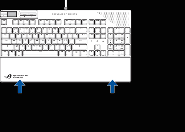 Під’єднайте підставку під зап’ястя до клавіатури.