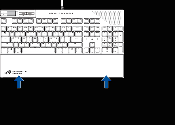 Pasang sandaran pergelangan tangan ke keyboard.