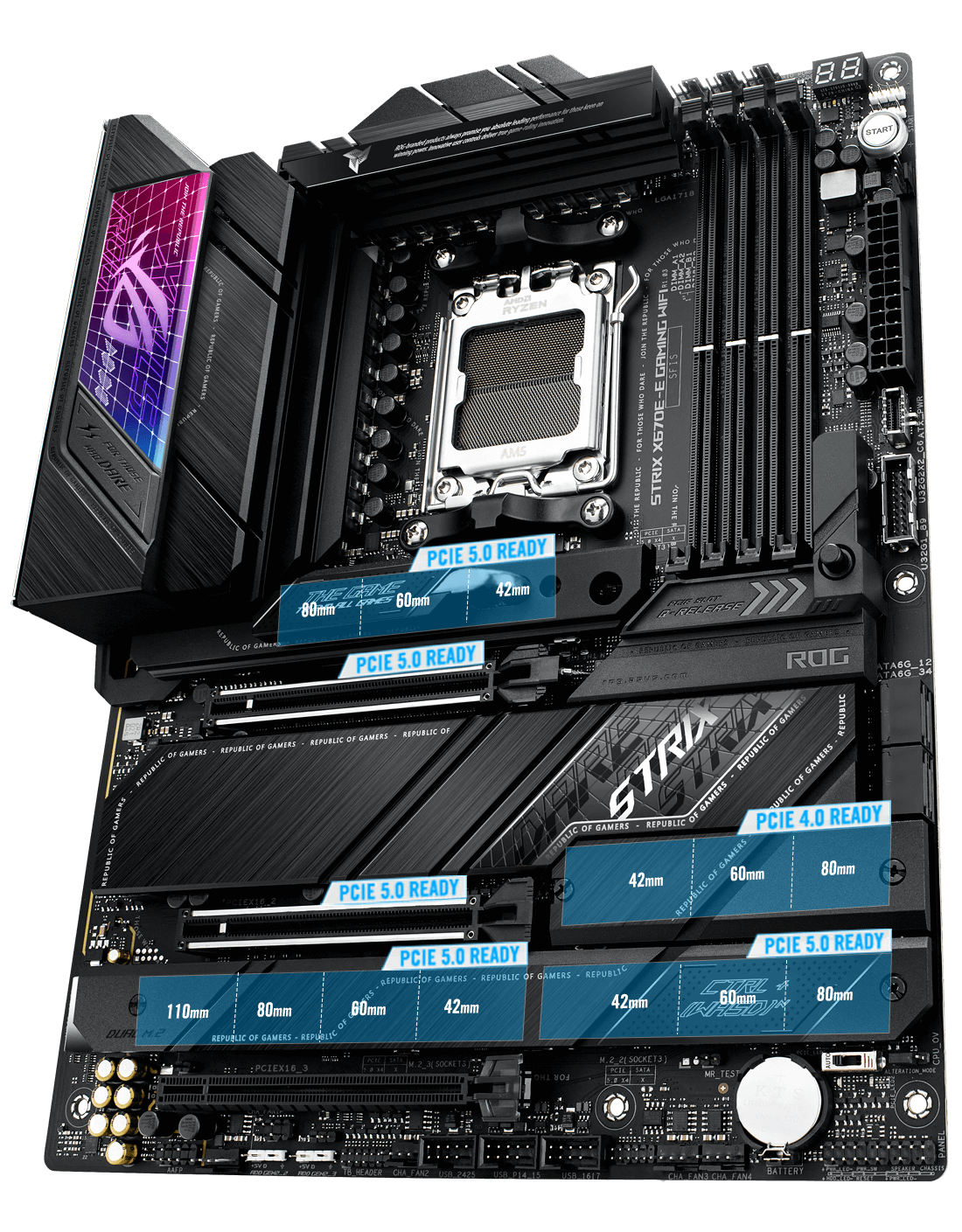 ASUS ROG STRIX X670E-I GAMING WIFI 6E Socket AM5 (LGA 1718) Ryzen 7000  mini-ITX placa base para juegos (PCIe 5.0, DDR5, 10+2 etapas de potencia,  ROG