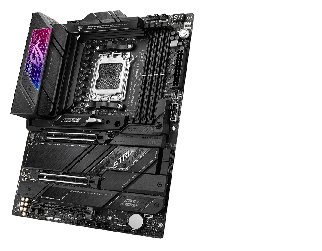 ASUS ROG STRIX X670E-F – Carte mère gaming AMD Ryzen AM5 ATX (PCIe 5.0,  DDR5, 16+2 phases d'alimentation, 4 x M.2 avec radiateurs, USB 3.2 Gen 2x2