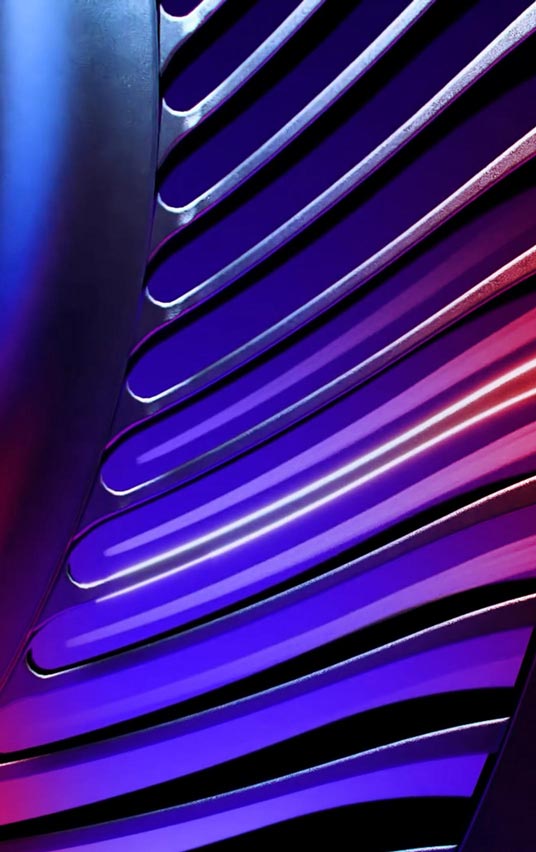 Extreme close-up of the Arc Flow Fan, highlighting the variable thickness design.