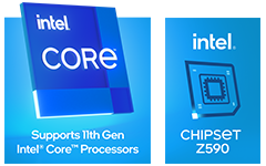 Intel Core and Z590 chipset logos