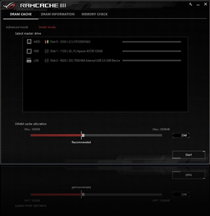 Screenshot of RAMCACHE III interface