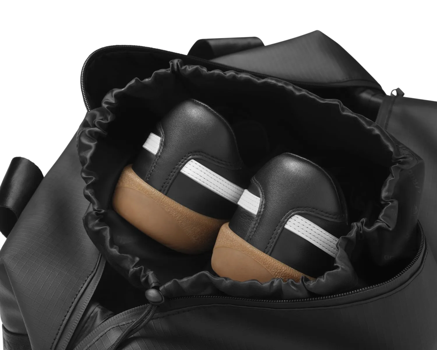 View of the removable shoe compartment of the ROG SLASH Duffle Bag