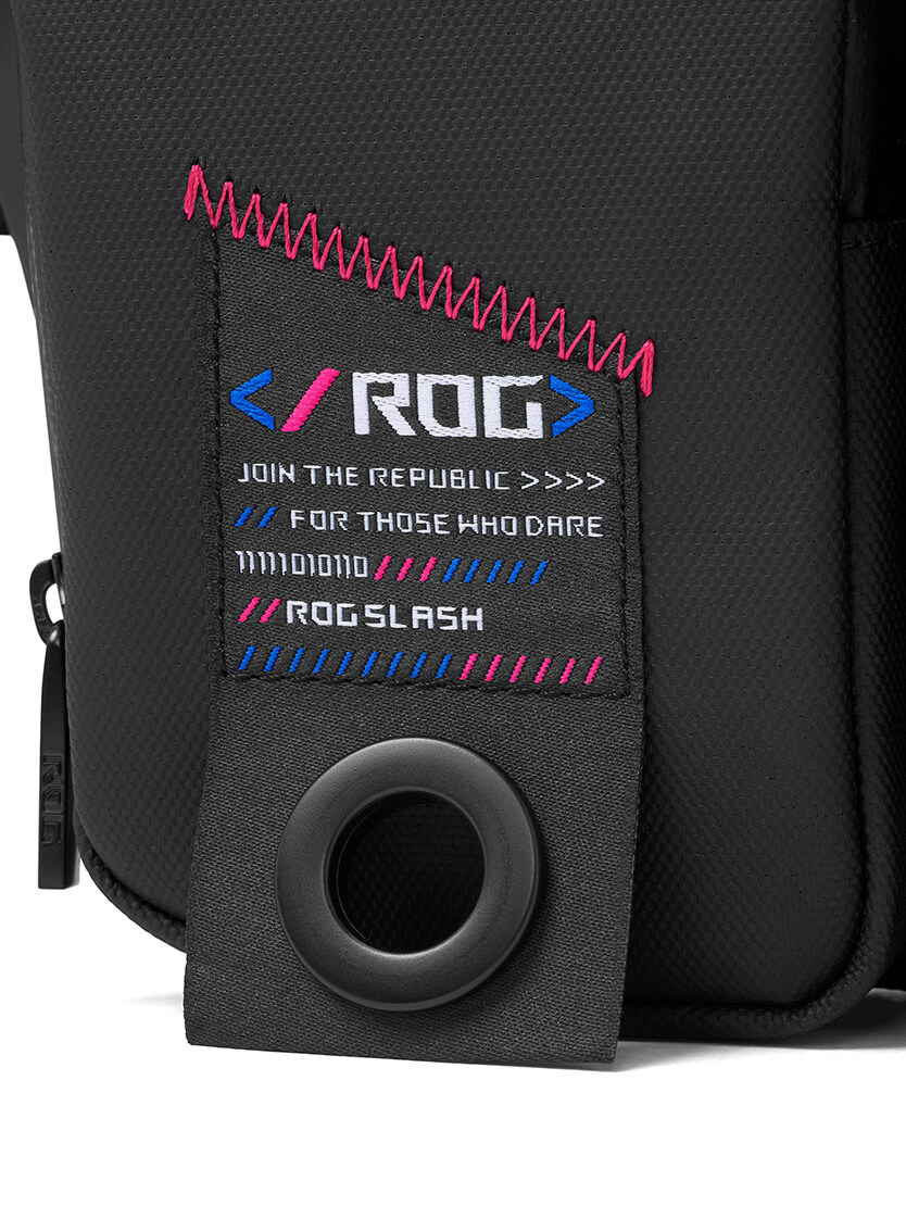 Close-up design details of the ROG SLASH Hip Bag
