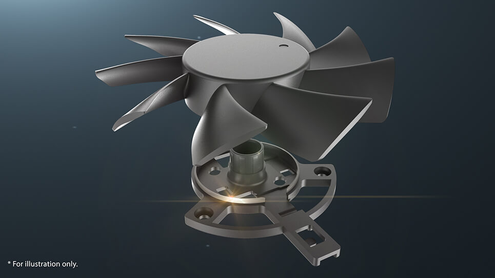 Dual ball fan bearing diagram.