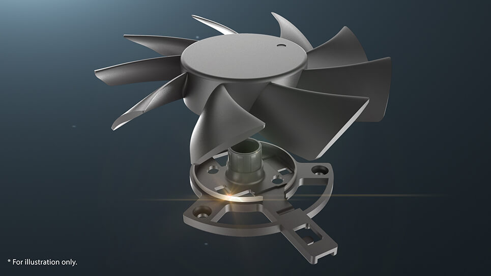 Dubbele kogel ventilatorlagers diagram.