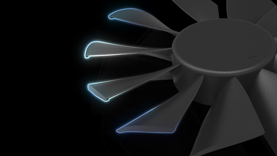 Closeup of wing-blade fan design