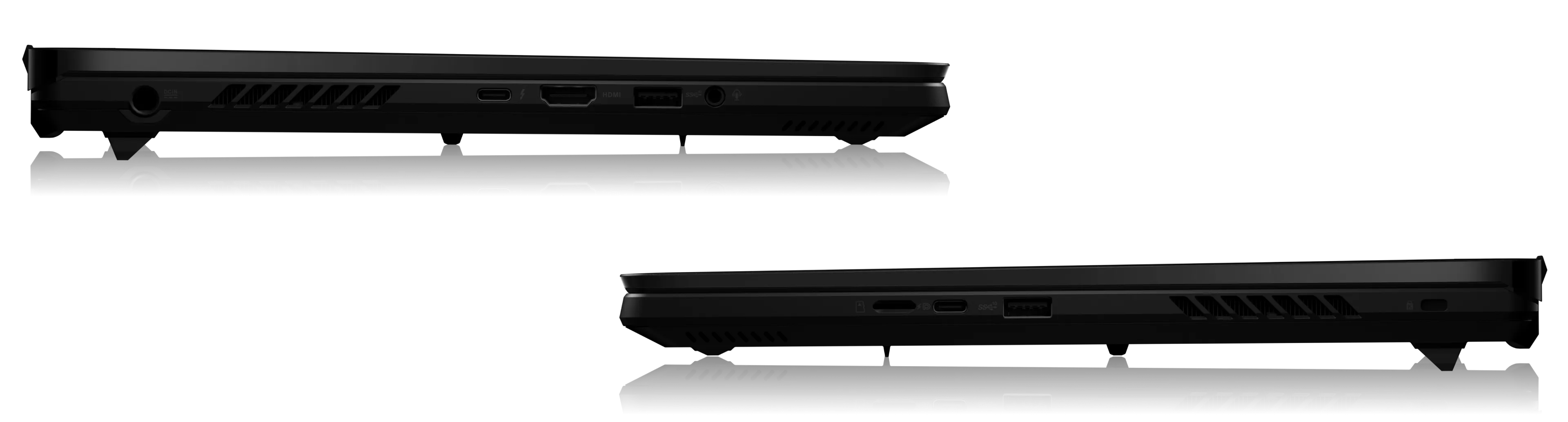 Left and right profile view of the M16, with labeling of all I/O ports.