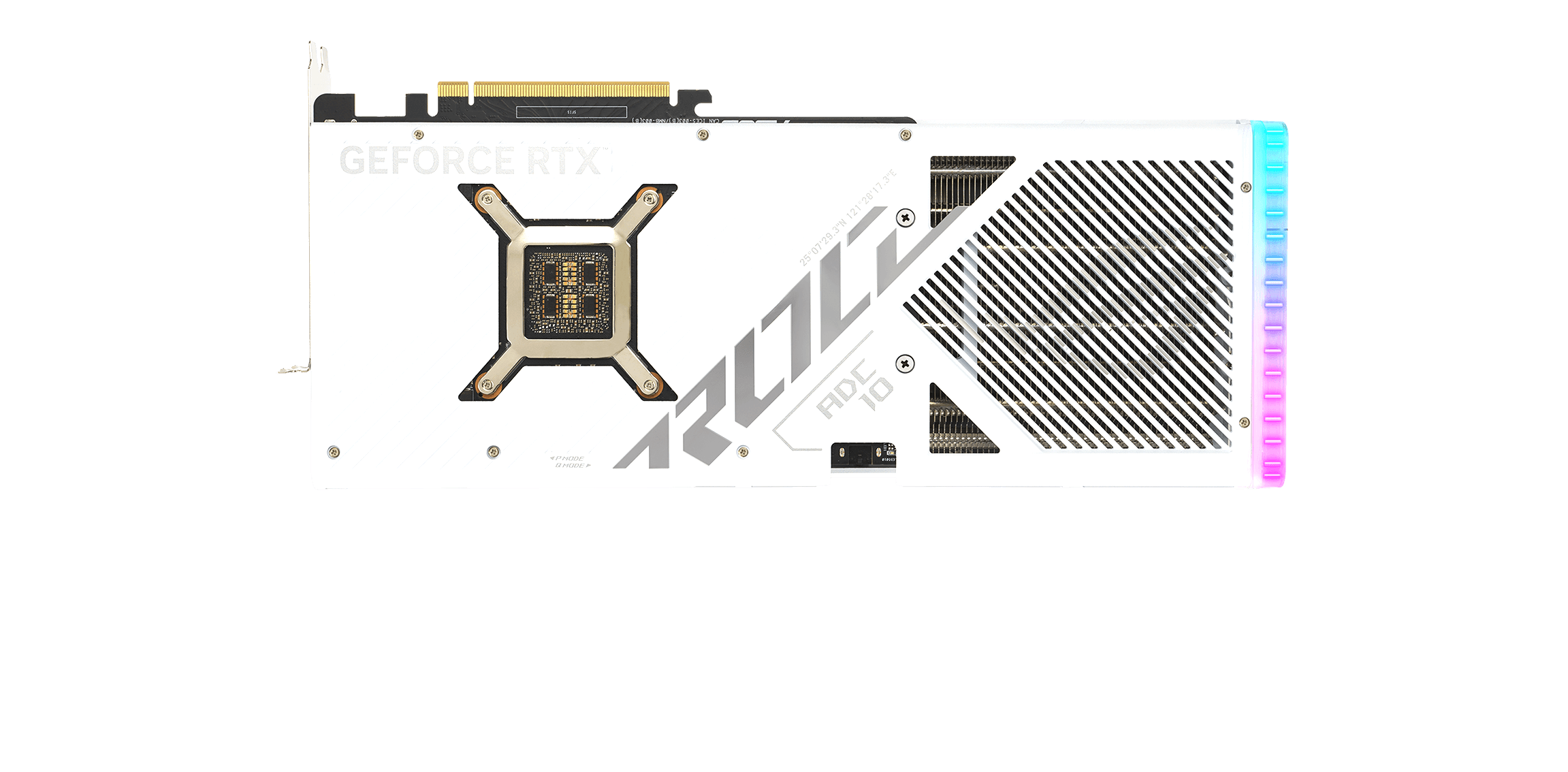 Vista posterior da placa gráfica ROG GeForce RTX 4090.