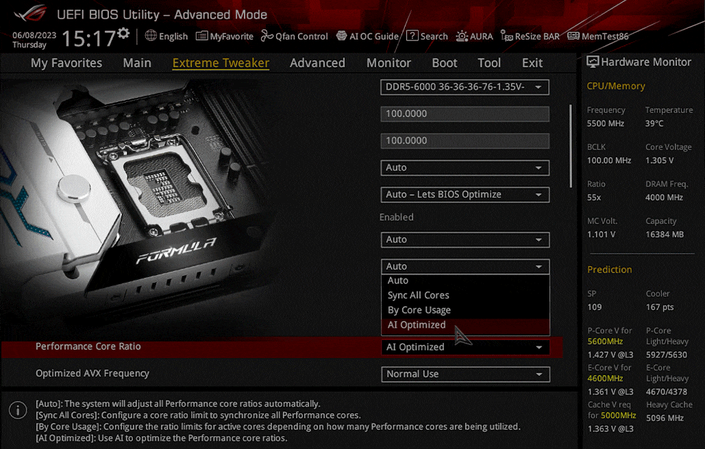 Mit AI Overclocking kannst du die Leistung automatisch optimieren.