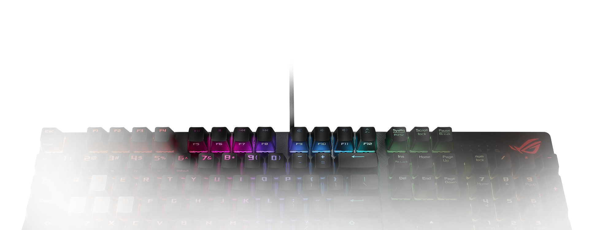 Highlighting effect on the multimedia hotkeys mapped on the function keys on ROG Strix Scope NX Deluxe