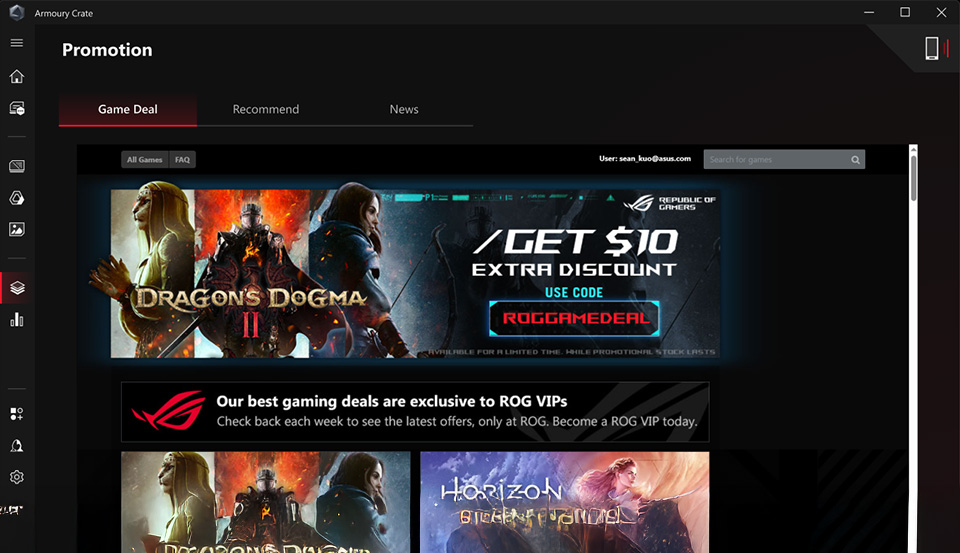 UI of Armoury Crate Featured