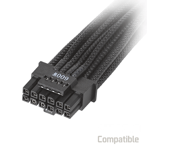 PCIe 5.0 600W 電源傳輸線具有 ATX 3.0 相容標誌