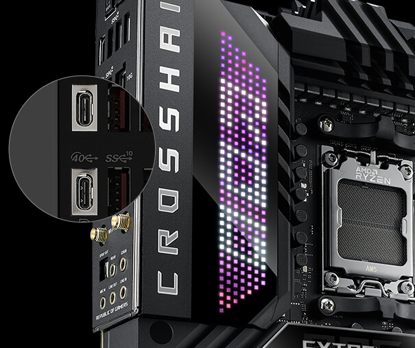 The ROG Crosshair X670E Extreme motherboard features two USB4 Type-C ports.