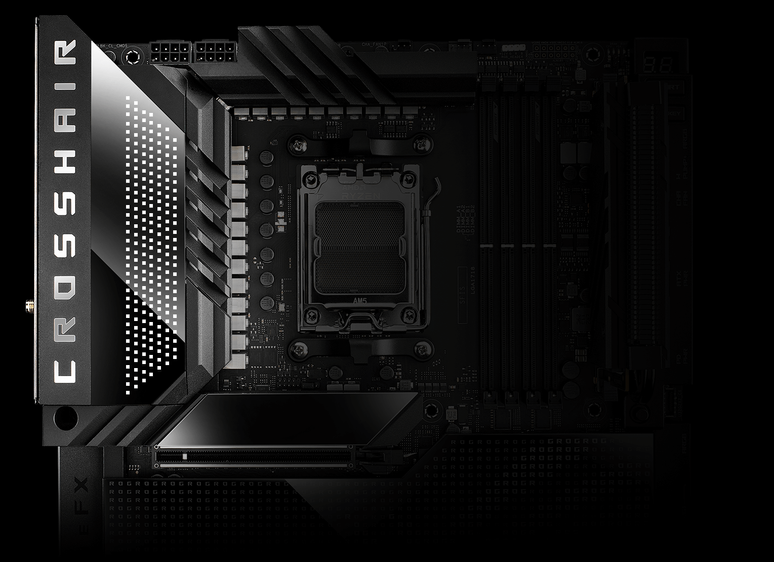 L'écran d'éclairage Anime Matrix pour la ROG Crosshair X670E Extreme.