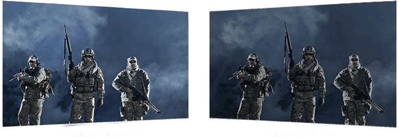 comparison image with Cinema mode on and off