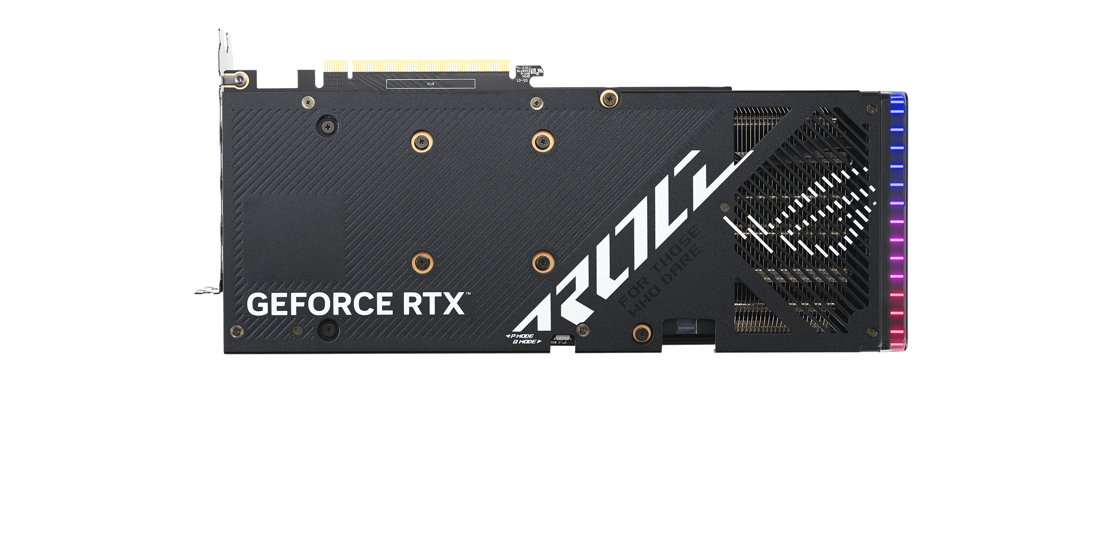 Rear view of the ROG Strix GeForce RTX 4060 Ti graphics card.