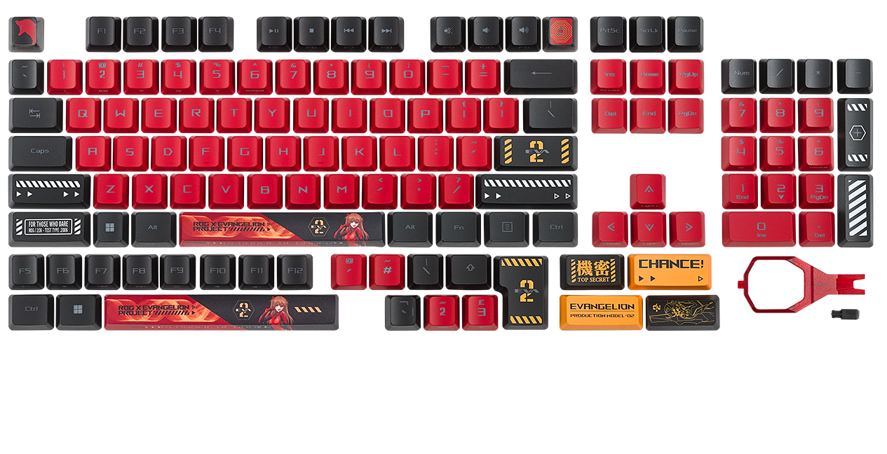 Top view of the ROG Keycap Set for RX Switches EVA-02 Edition