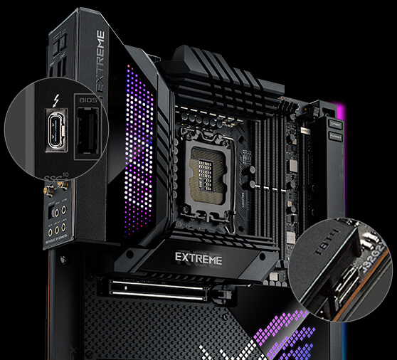 The ROG Maximus Z690 Extreme motherboard features two Thunderbolt 4 Type-C ports