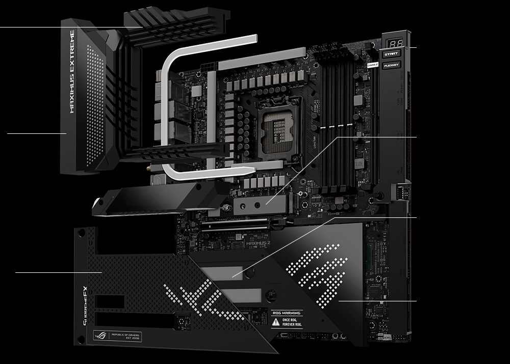 The ROG Maximus Z690 Extreme features upgraded cooling solution.