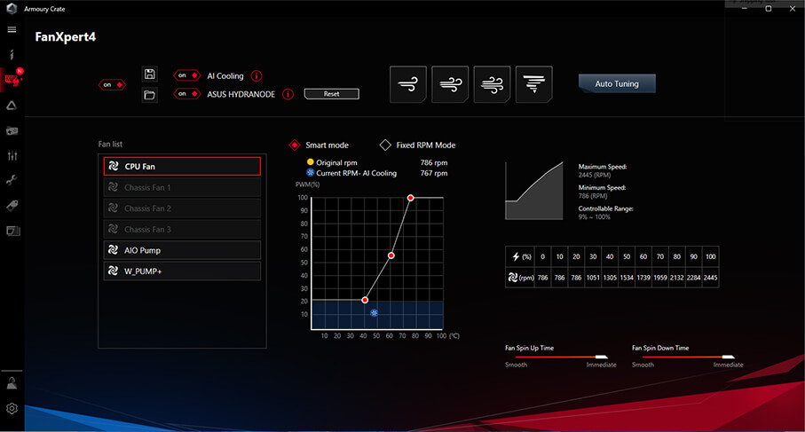 5-way optimization UI features Flexible cooling controls for air or liquid