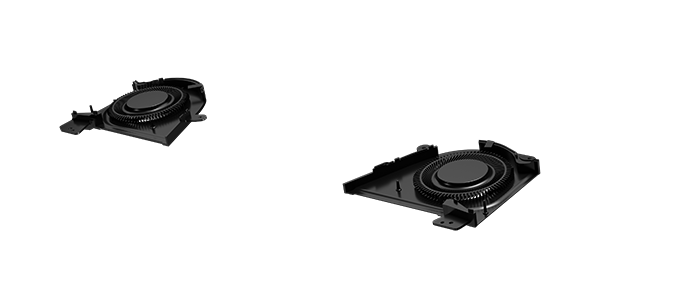 Exploded view of the Zephyrus G16’s cooling solution, with emphasis on the Arc Flow Fans™. 