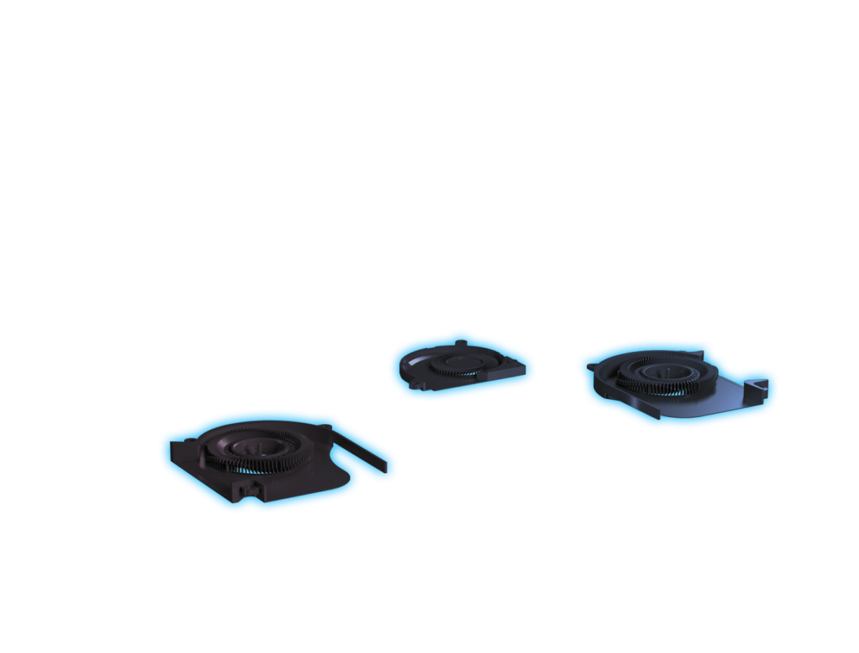 Strix G16 電競筆電散熱技術的特寫圖，強調主機板上的 7 組散熱管。