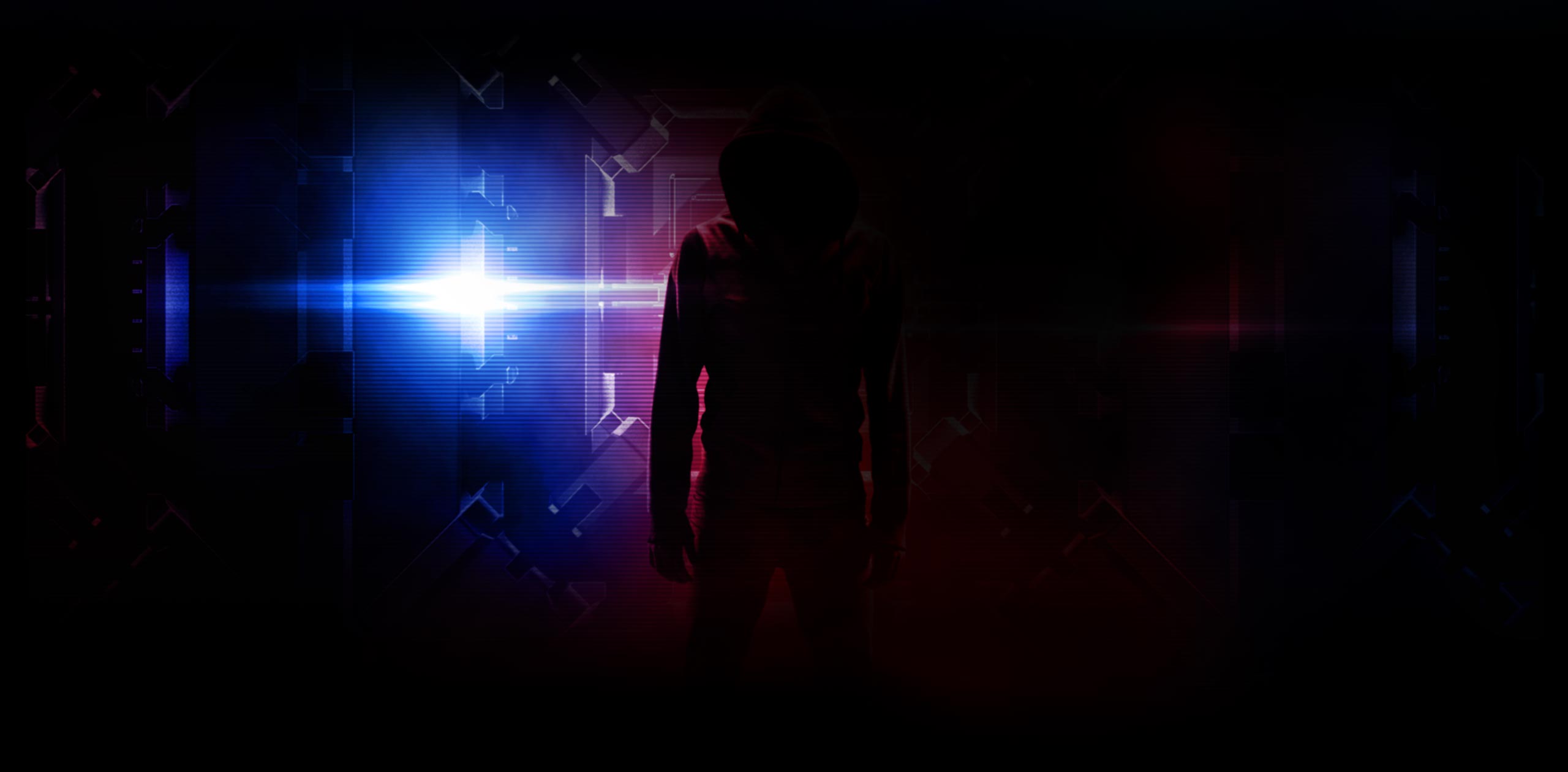 The abstract background image shows a hoodie man's silhouette on I/O Port section