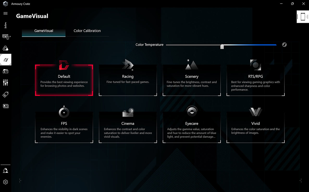 The software interface of Game Visual