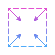 A dotted square with arrows pointing inward to indicate shrinking size.