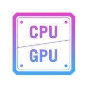 A purple square with the words “CPU” and “GPU” inside.