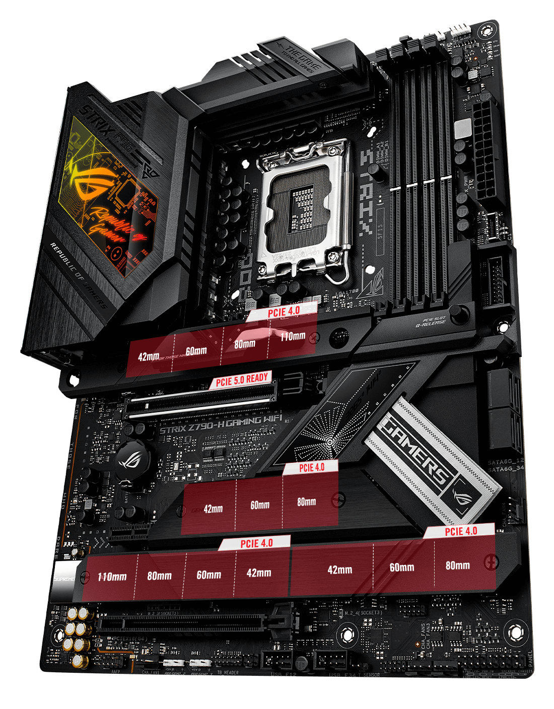 PCIe 5.0 M.2 en uitbreidingsslot lay-out