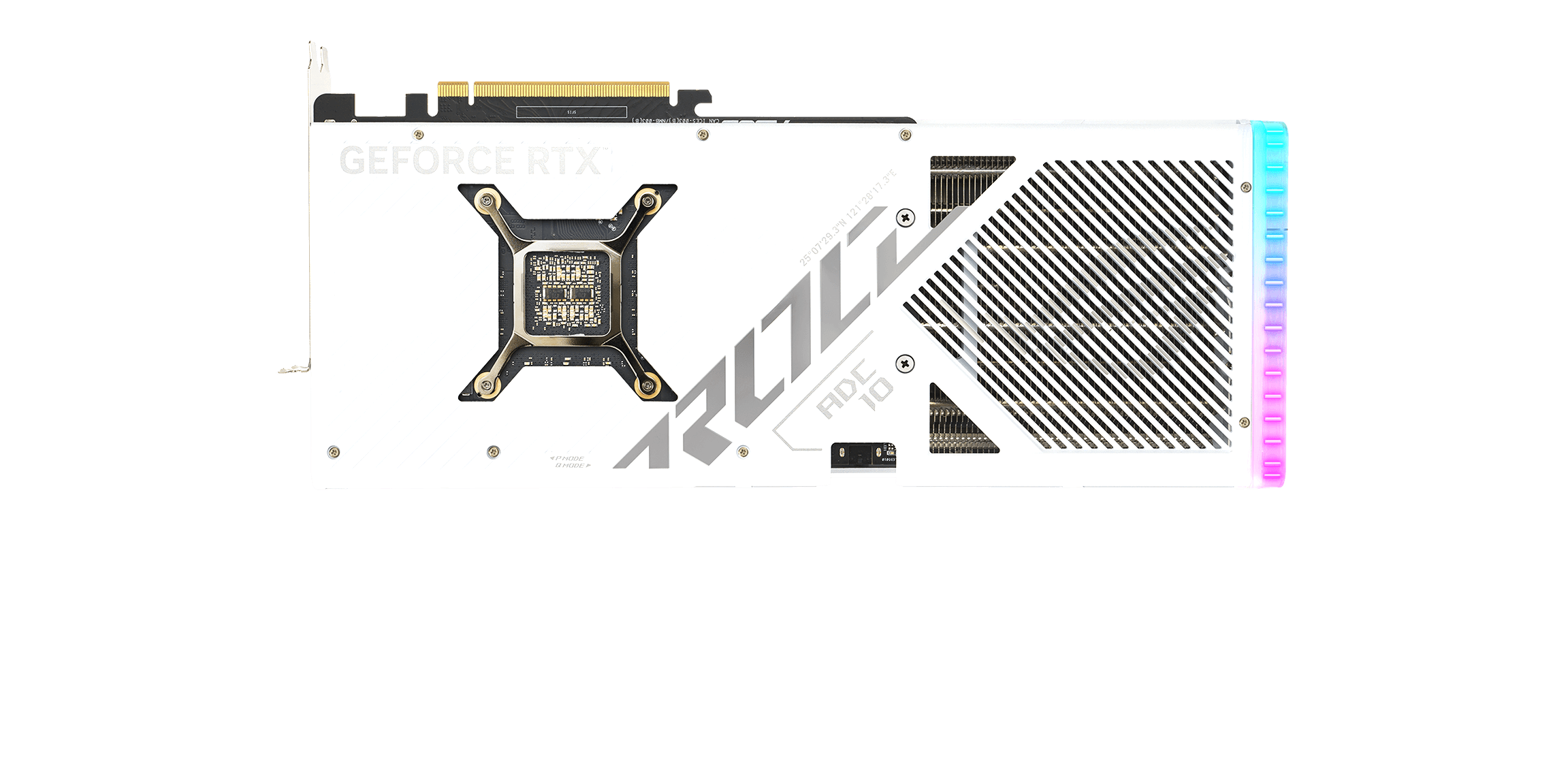 Rückansicht der ROG Strix GeForce RTX 4080 Grafikkarte.
