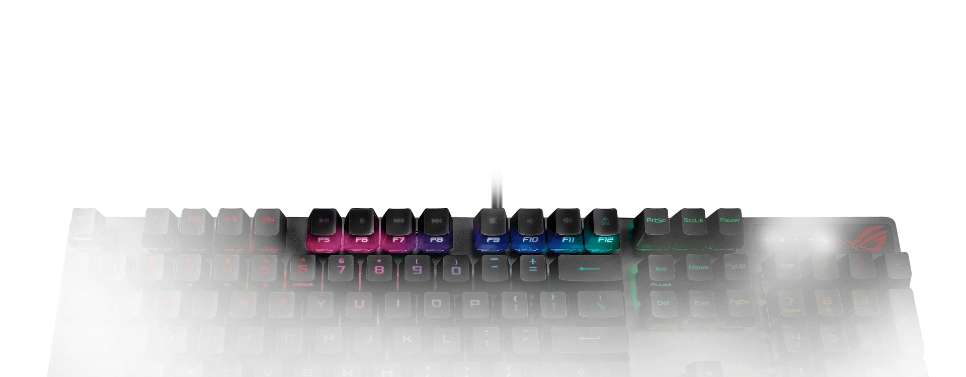 Highlighting effect on the multimedia hotkeys mapped on the function keys on ROG Strix Scope RX