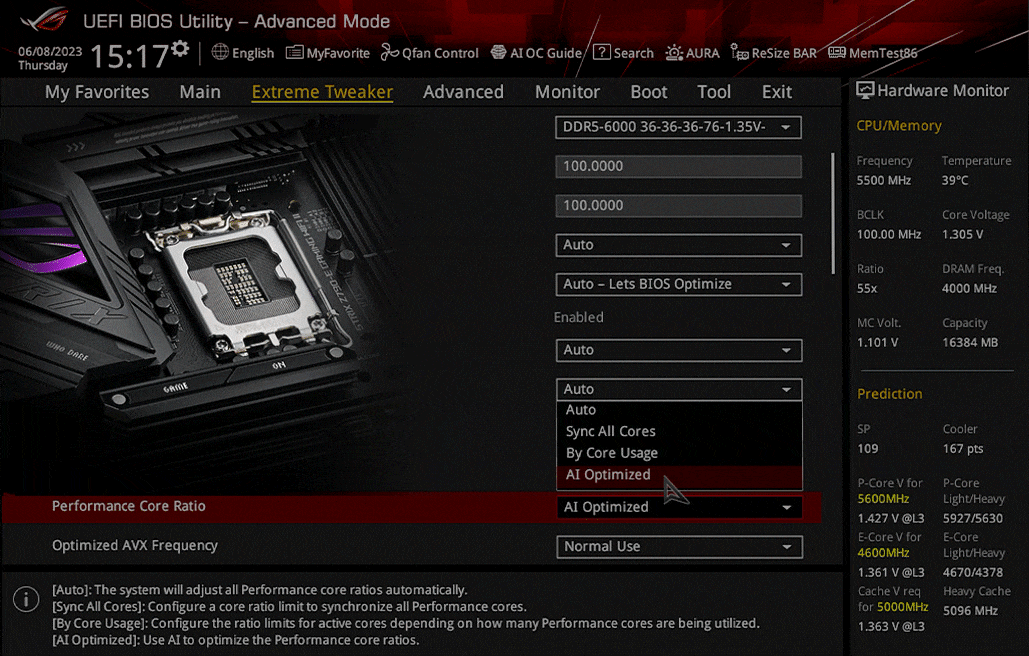 AI Overclocking umožňuje automaticky optimalizovať výkon.